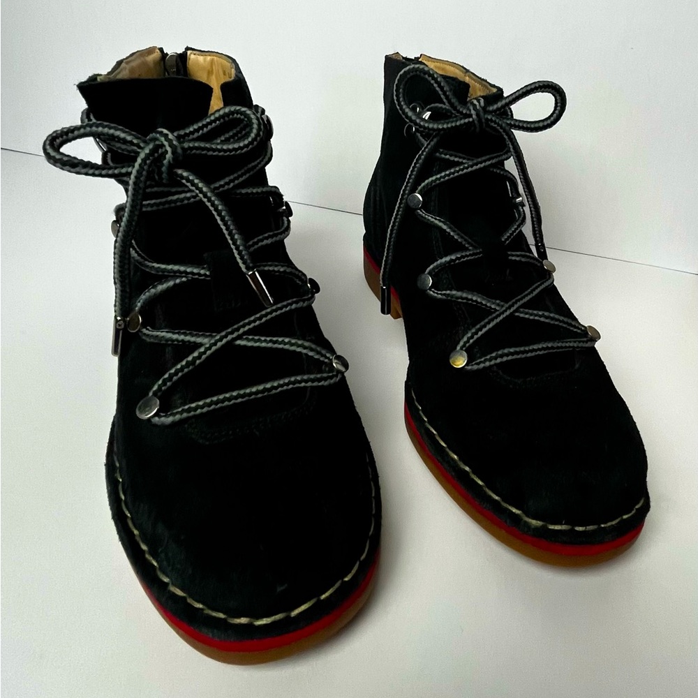 Hush puppies suede lace up black booties